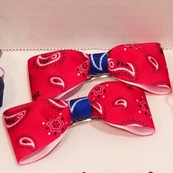 Girls' Custom Hairbows, Lot of 8, Patriotic, EUC - Picture 5 of 15